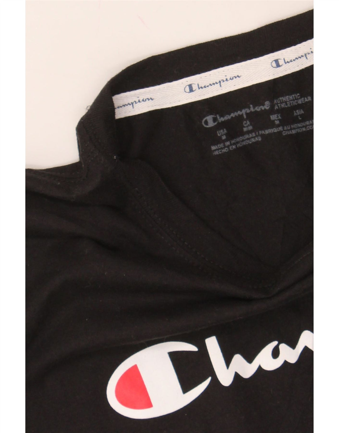 CHAMPION Womens Crop Graphic T-Shirt Top UK 14 Medium Black Polyester Vintage Champion and Second-Hand Champion from Messina Hembry 