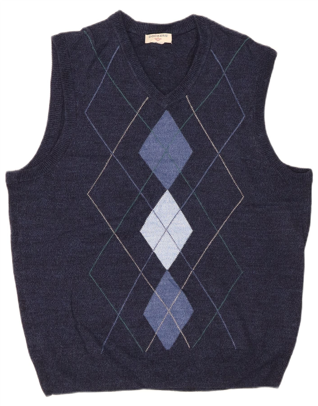 DOCKERS Vest Tank Top Medium Navy Blue Argyle/Diamond