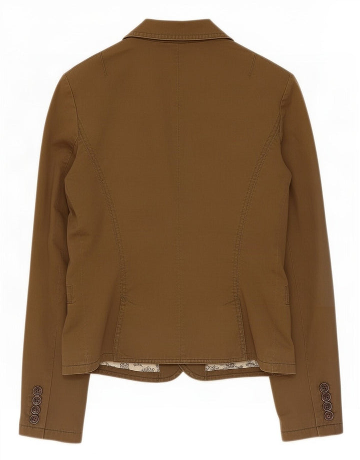 Zara Dame 2 Button Blazer Jacket UK 12 Medium Khaki Bomuld