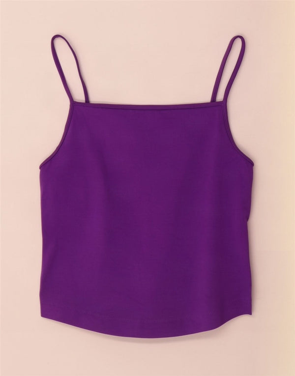 Zara Dame Cami Top UK 14 Stor Lilla Bomuld