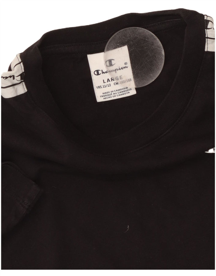 CHAMPION Boys Graphic T-Shirt Top 11-12 Years Large  Black