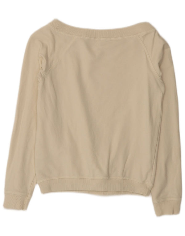 Benetton Womens Crop Sweatshirt Jumper UK 10 Small Beige Bomuld