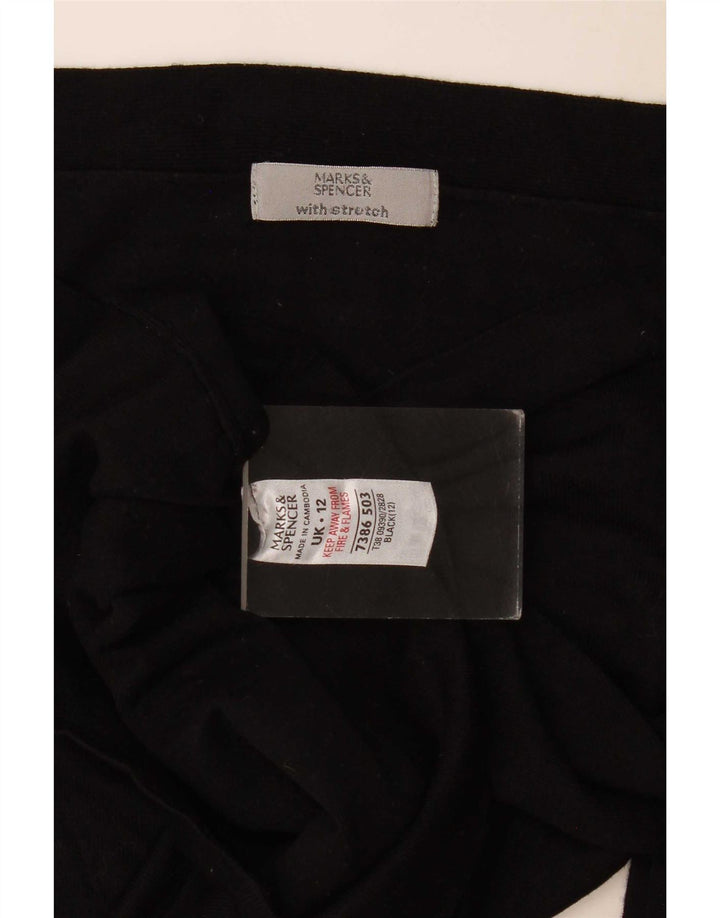 Marks & Spencer Dame Top 3/4 ærmer UK 12 Medium Black Viscose