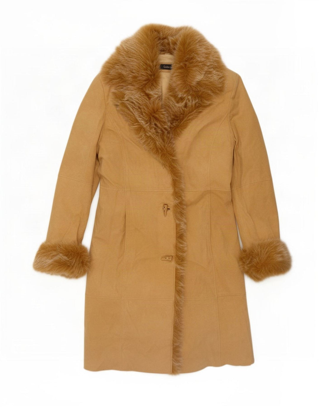 Vintage ruskindsfrakke til kvinder EU 38 Medium Beige Læder