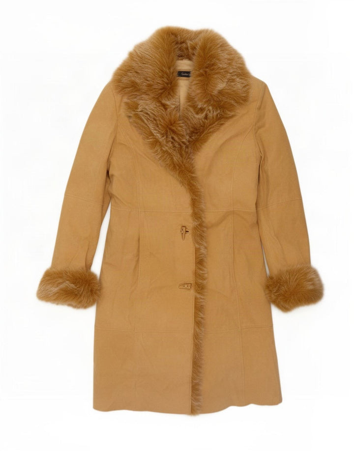 Vintage ruskindsfrakke til kvinder EU 38 Medium Beige Læder