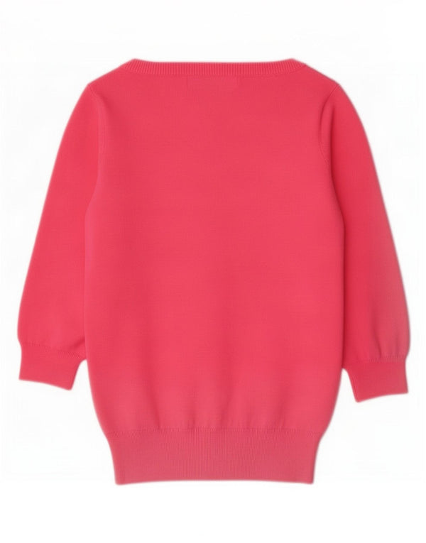 Zara Womens 3/4 Sleeve Cardigan Sweater UK 10 Small Pink Cotton
