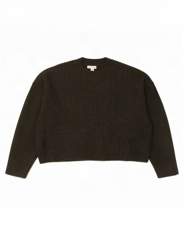 Topshop Womens Crop Oversized Boat Neck Jumper Sweater UK 10 Small Green
