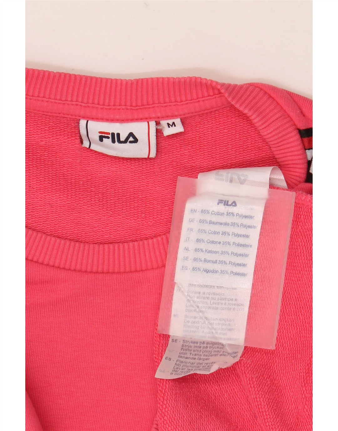 Fila Dame Grafisk Sweatshirt Jumper UK 14 Medium Pink Colourblock