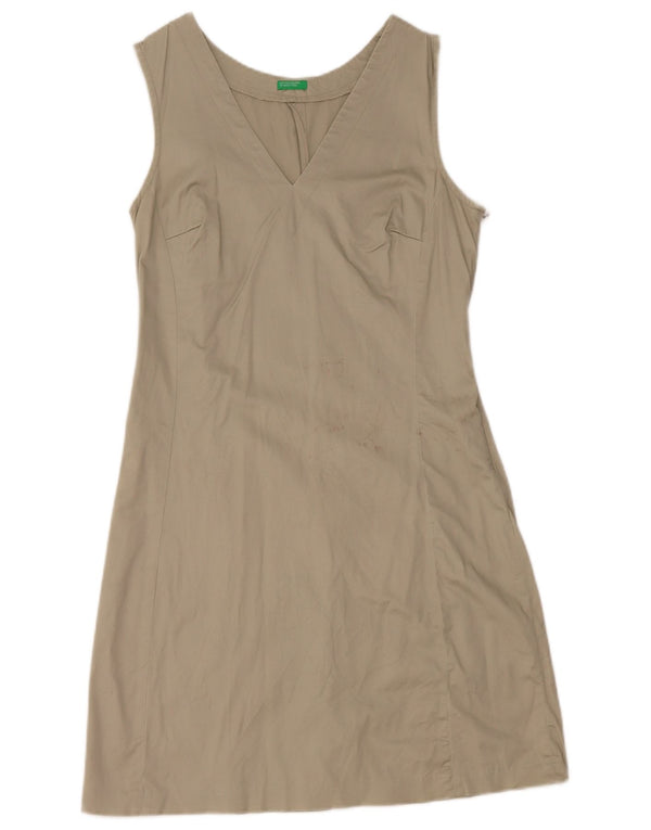 Benetton Kvinders Ærmeløs Skede Kjole UK 12 Medium Khaki