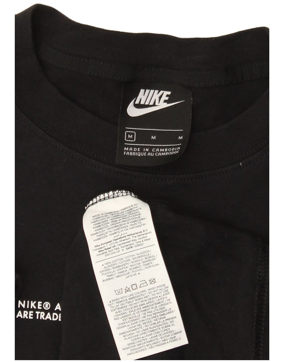 Nike Herre Swoosh Grafisk T-shirt Top Medium Sort Bomuld