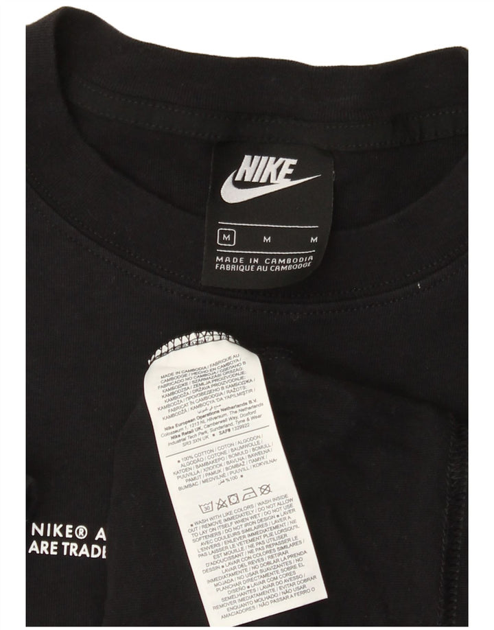 Nike Herre Swoosh Grafisk T-shirt Top Medium Sort Bomuld