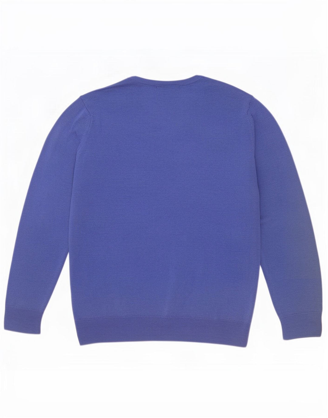 Marks & Spencer Dame V-hals sweater UK 12 Medium Blue Merino Wool