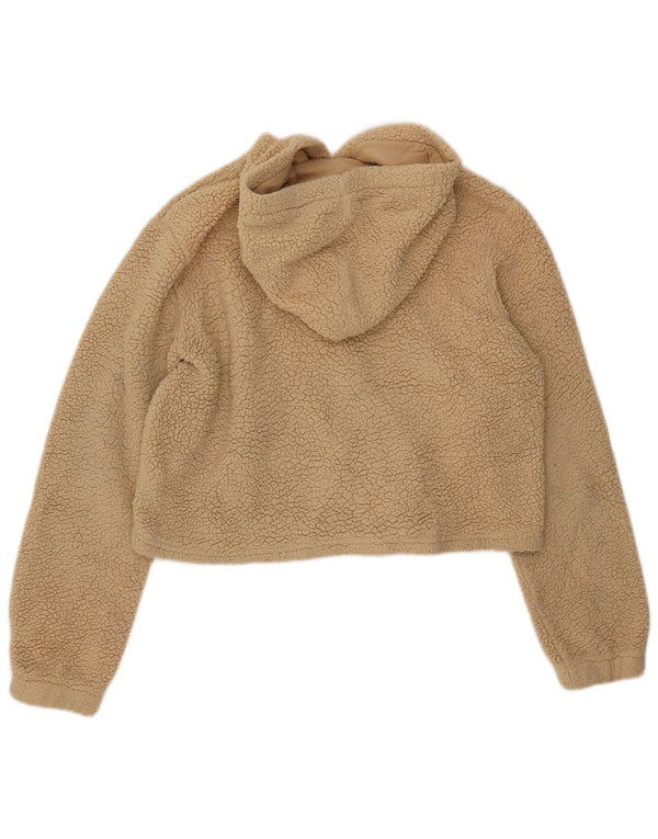 FILA Womens Crop Graphic Fleece Jumper UK 16 Large Beige Polyester