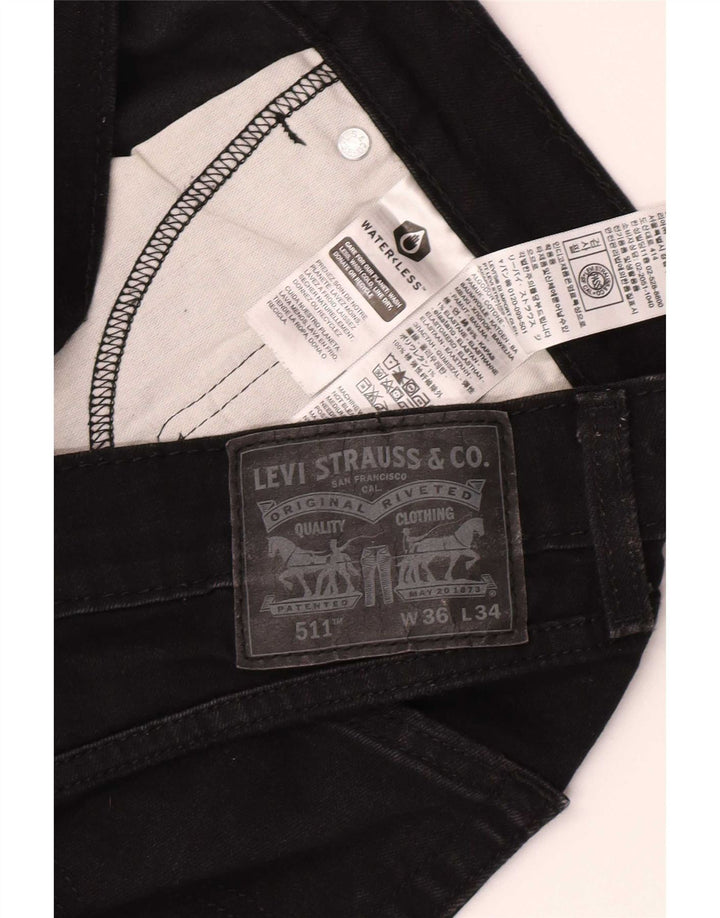 Levi's Herre 511 Slim Jeans W36 L34 Sort Bomuld