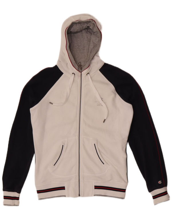 Champion hættetrøje til kvinder med lynlås UK 10 Small White Colourblock Bomuld