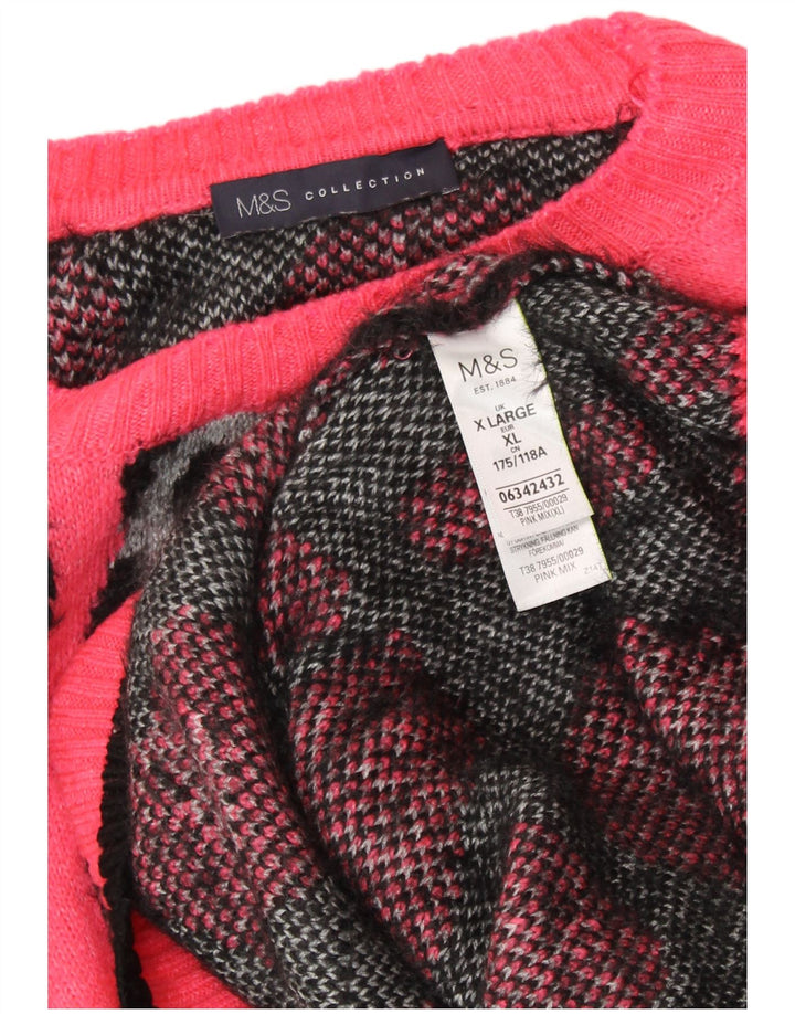 MARKS & SPENCER Dame sweater med rund hals DK 18 XL Pink dyreprint