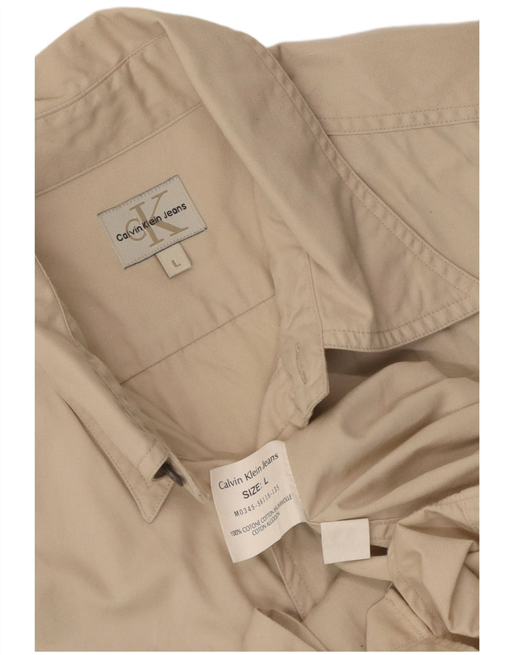 CALVIN KLEIN JEANS Herreskjorte Stor Beige Bomuld