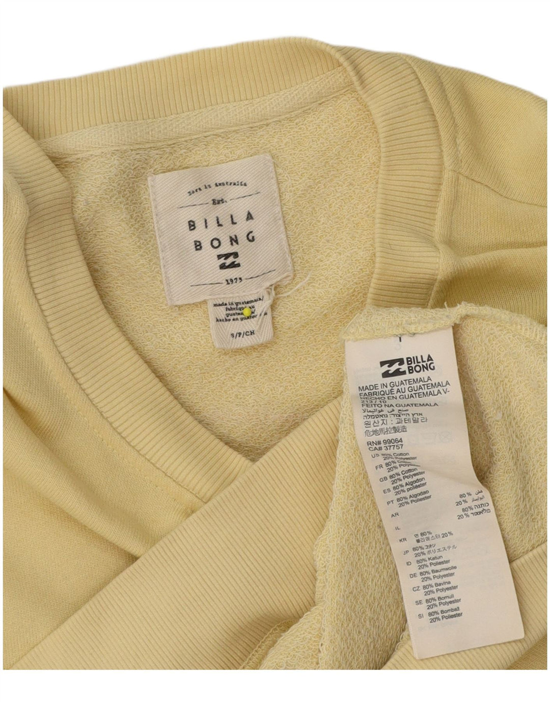 Billabong Herre Grafisk Sweatshirt Jumper Lille Gul Bomuld