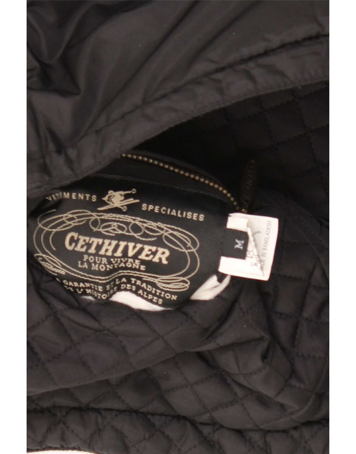 Vintage kvinders overdimensioneret vendbar quiltet Gilet UK 12 medium sort nylon