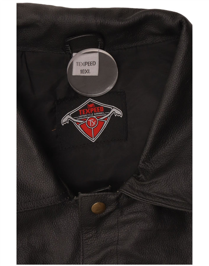 Texpeed Herre Motorcykel Læder Gilet 10XL Sort