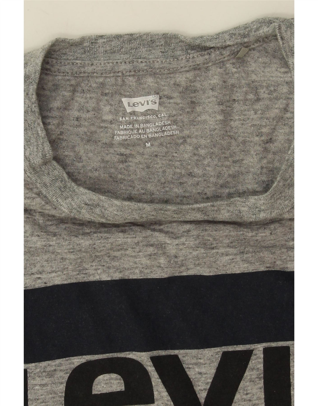 LEVI'S Womens Graphic T-Shirt Top UK 14 Medium Grey Flecked Cotton Vintage Levi's and Second-Hand Levi's from Messina Hembry 