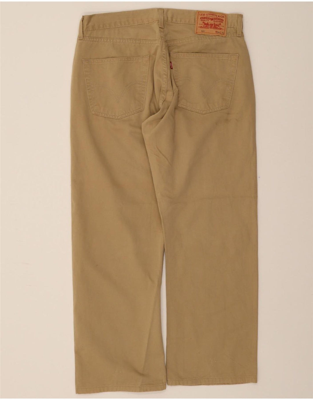 LEVI'S Mens 401 Straight Casual Trousers W34 L27 Beige Vintage Levi's and Second-Hand Levi's from Messina Hembry 