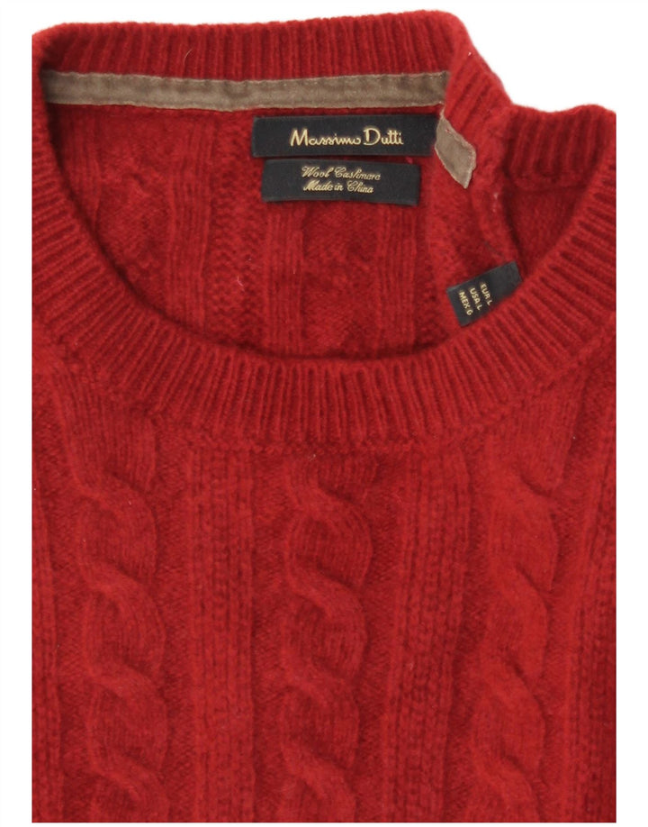 Massimo Dutti Dame Crew Neck Jumper Sweater UK 16 Large Burgundy Wool