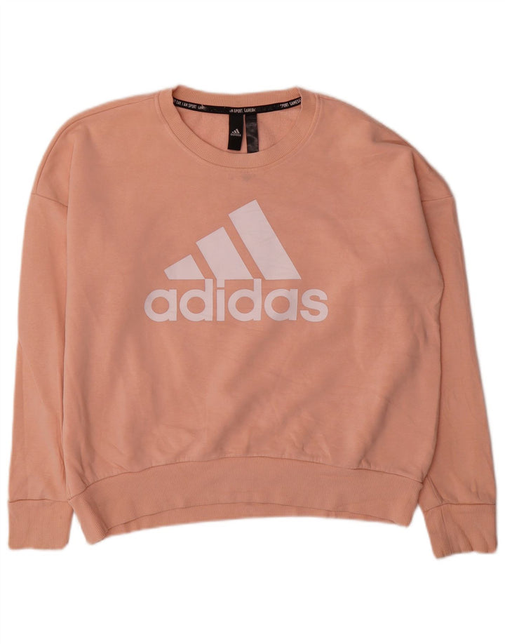 Adidas Dame Grafisk Oversized Sweatshirt Jumper UK 12/14 Medium Pink