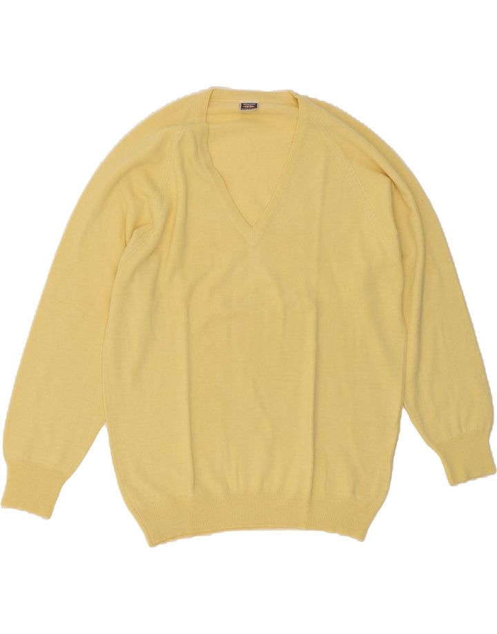 MAGLIERIE Mens V-Neck Jumper Sweater Large Yellow Wool Vintage Maglierie and Second-Hand Maglierie from Messina Hembry 
