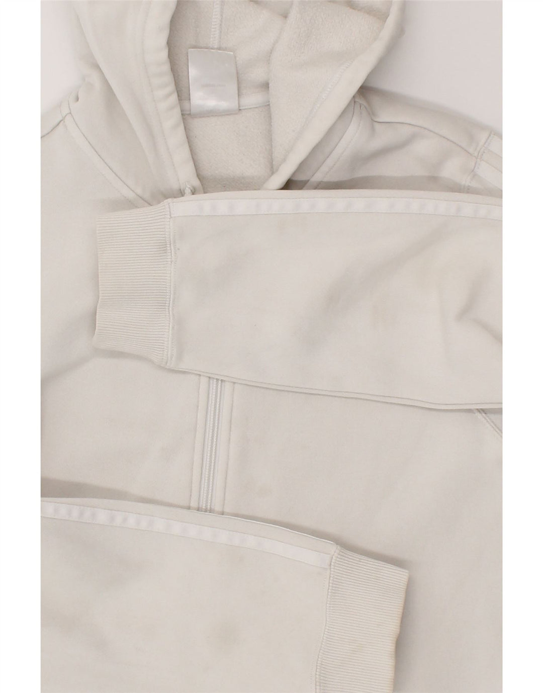 ADIDAS Womens Zip Hoodie Sweater UK 14 Medium White Cotton Vintage Adidas and Second-Hand Adidas from Messina Hembry 
