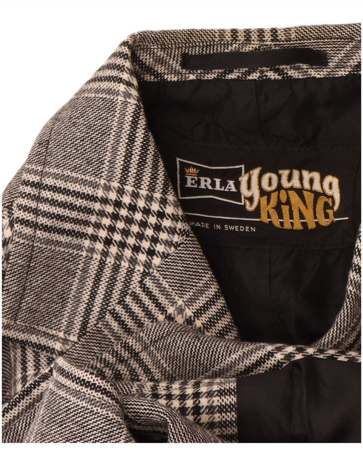 Vintage herre 2-knaps blazerjakke UK 38 mellemgrå ternet polyester