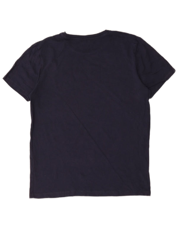 Jack & Jones Mens T-Shirt Top Large Navy Blue Cotton