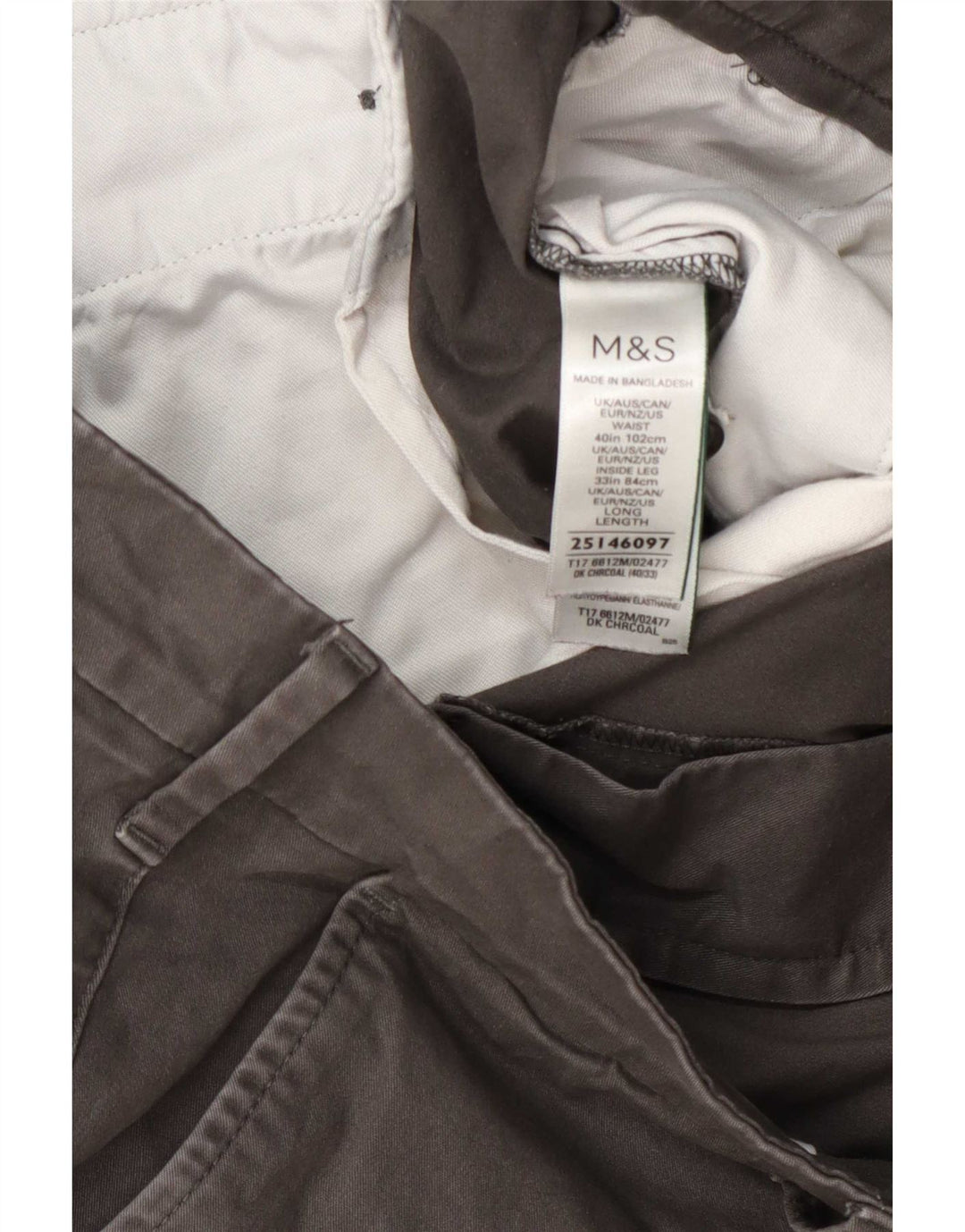 Marks & Spencer Herre Regular Fit Chinobukser W40 L33 Grå Bomuld