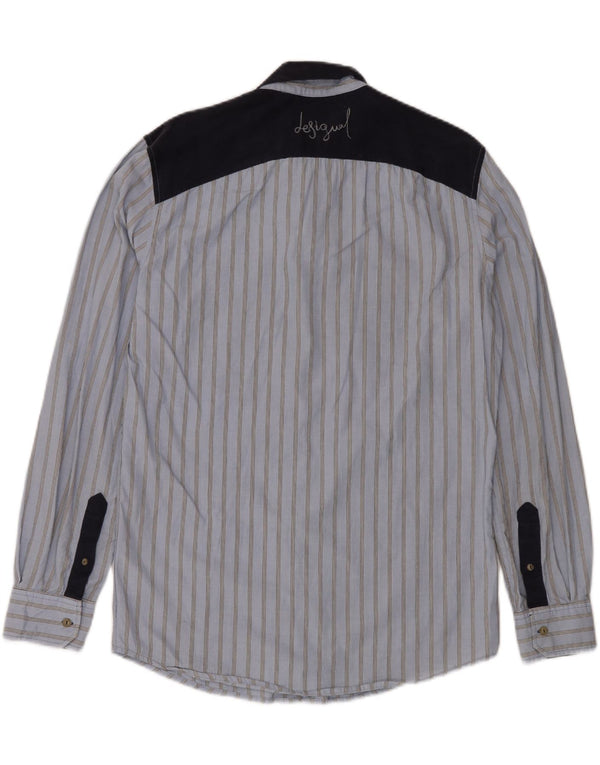 DESIGUAL Herre Regular Fit grafisk skjorte Stor blå stribet bomuld