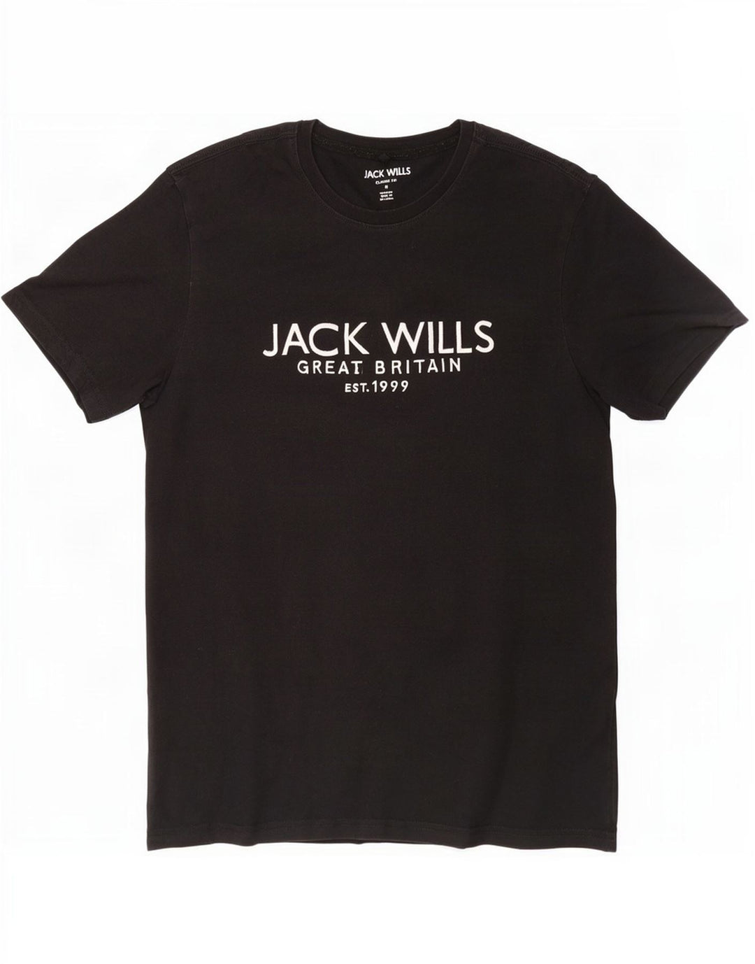 Jack Wills Herre Classic Fit Grafisk T-shirt Top Medium Sort Bomuld
