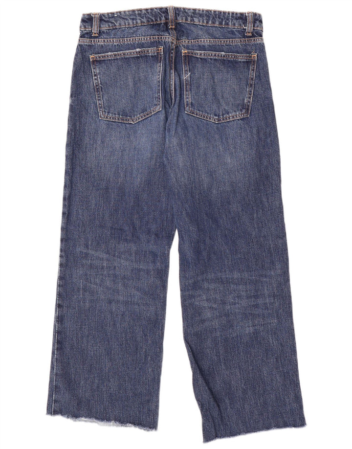 Zara Dame Jeans med brede ben EU 40 Medium W30 L29 Blå Bomuld