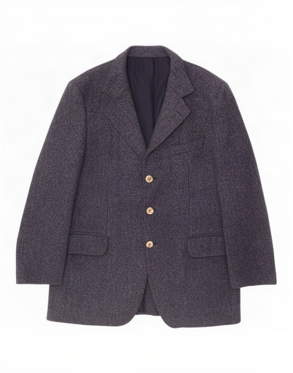 Harris Tweed Herre 3 Button Blazer Jacket UK 40 Large Navy Blue New Wool