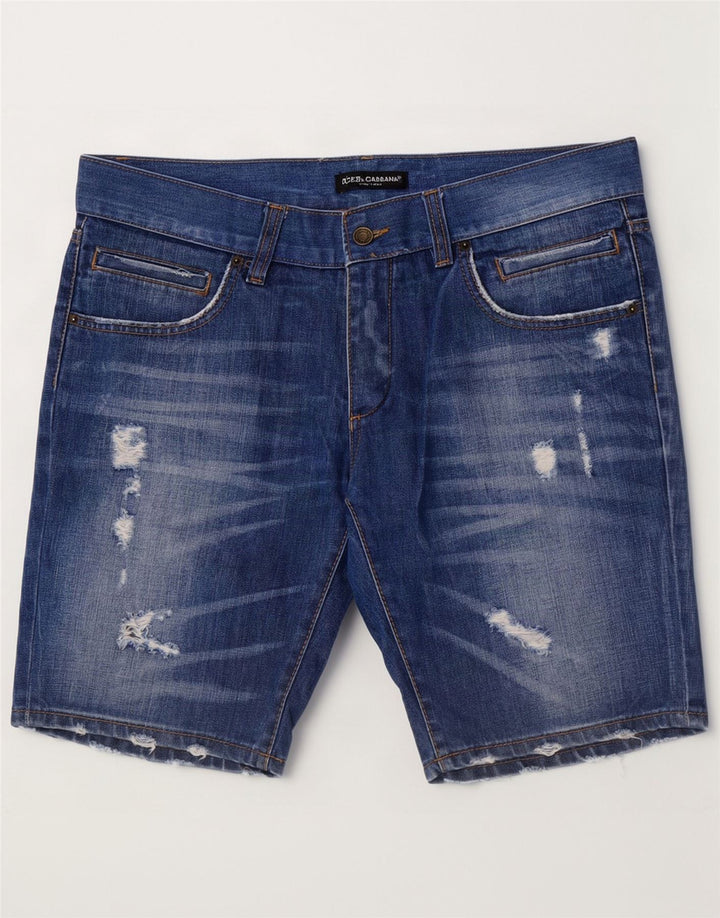 Dolce & Gabbana Herre Distressed Denim Shorts IT 50 Large W36 Blue Cotton