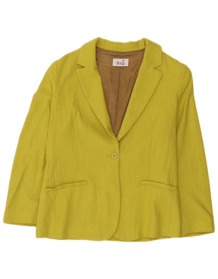 Niu Dame 1 Knap Blazer Jacket UK 14 Medium Gul Polyester