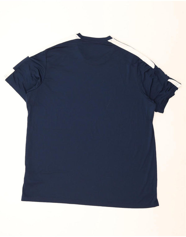 Adidas Herre Aeroready T-Shirt Top 2XL Navy Blue Colourblock Polyester