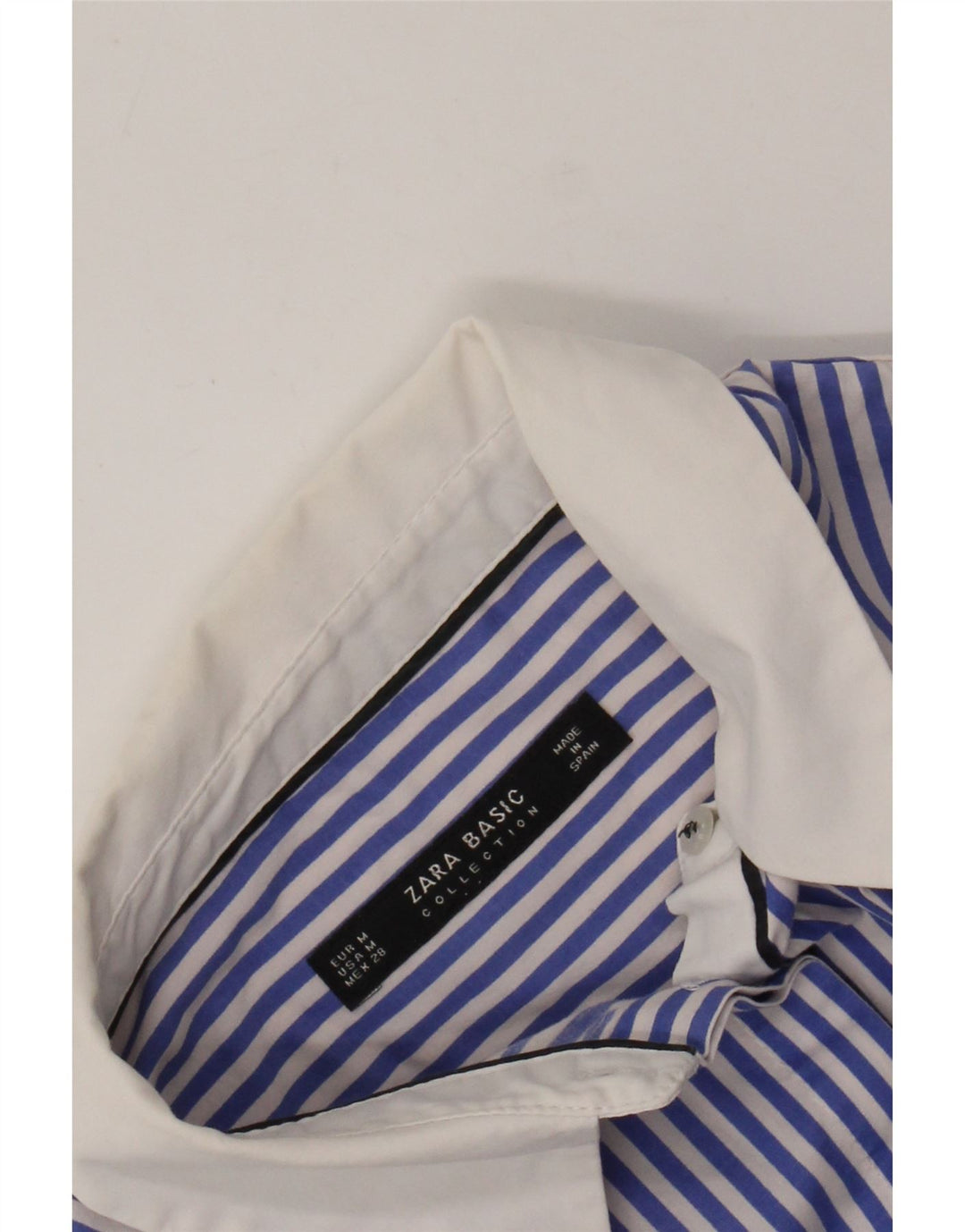ZARA Dameskjorte UK 12 Medium Blue Pinstripe