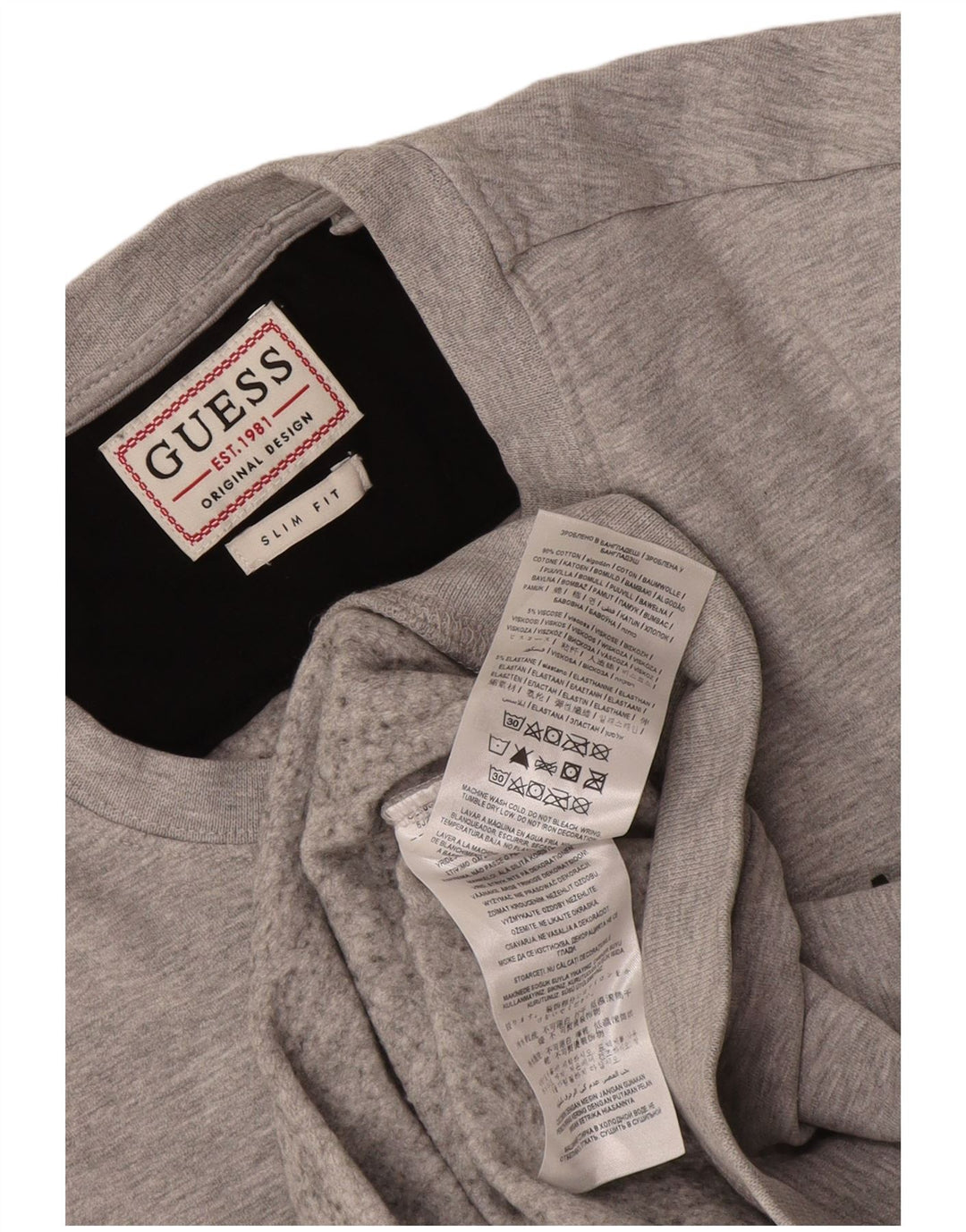 Guess Herre Slim Fit Sweatshirt Jumper Medium Grå Bomuld