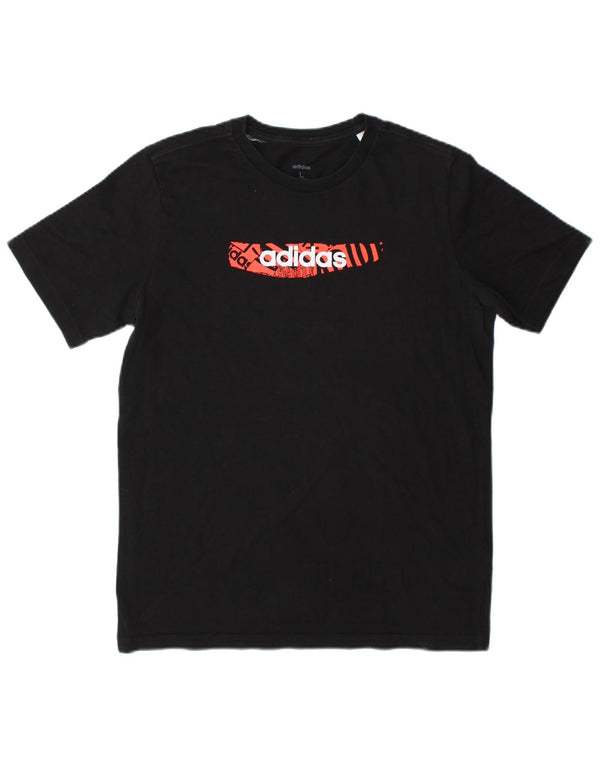 Adidas drenge grafisk t-shirt top 13-14 år sort bomuld