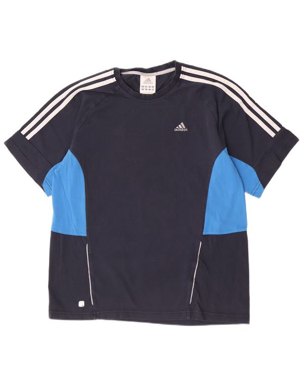 Adidas Kortærmet Regular T-Shirt Top Small Navy Blue Colourblock