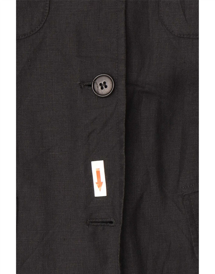 Max Mara Dame Weekend 3 Button Blazer Jacket UK 8 Small Black Linen