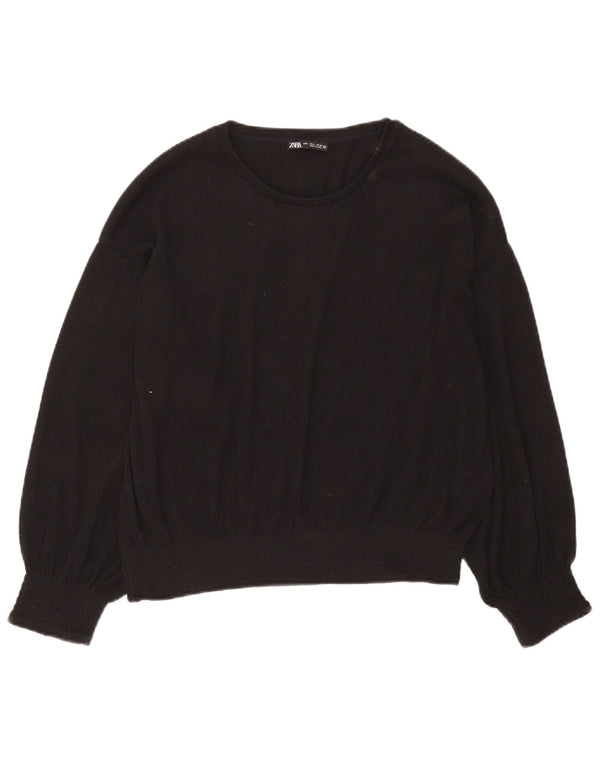 Zara Dame Boat Neck Jumper Sweater UK 16 Large Black Polyester