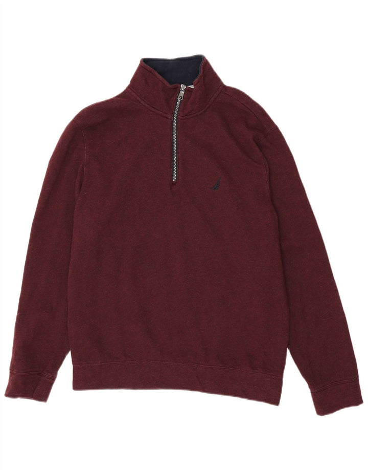 Nautica Sweatshirt med lynlås til mænd Medium Bourgogne bomuld