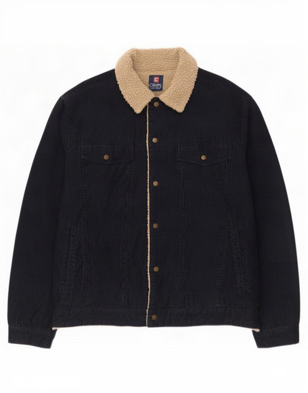 Chaps Herre Høj Sherpa Corduroy-jakke UK 42 XL Marineblå Bomuld