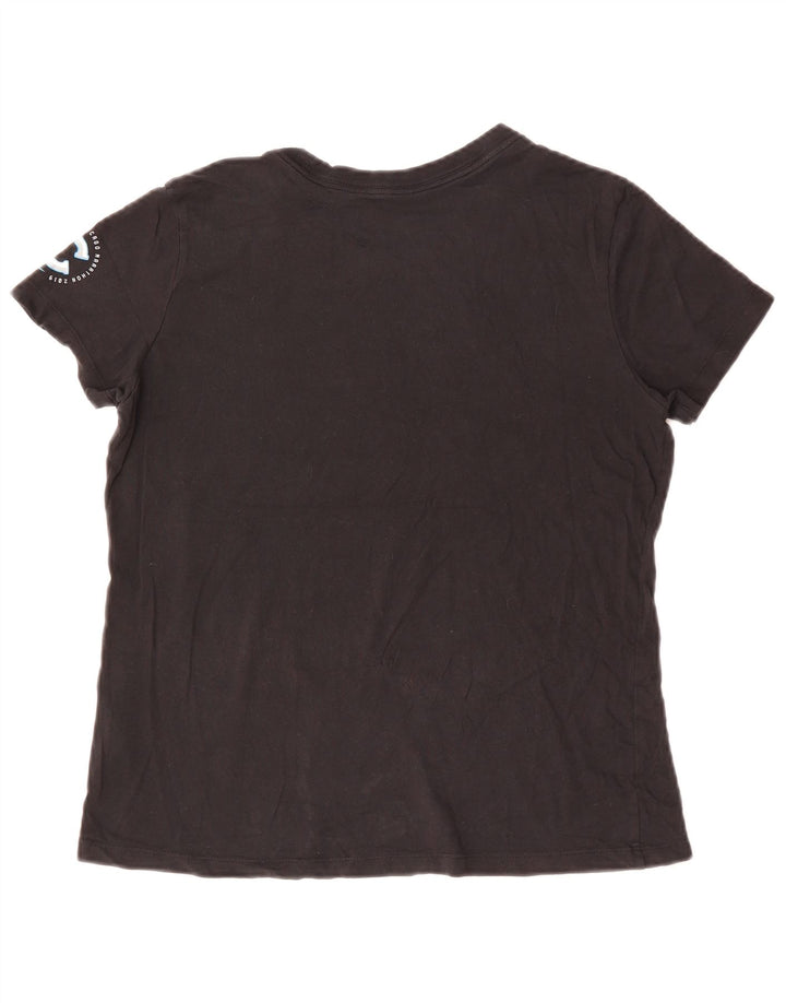 NIKE Dame Dri Fit grafisk T-shirt top UK 16 Stor sort bomuld