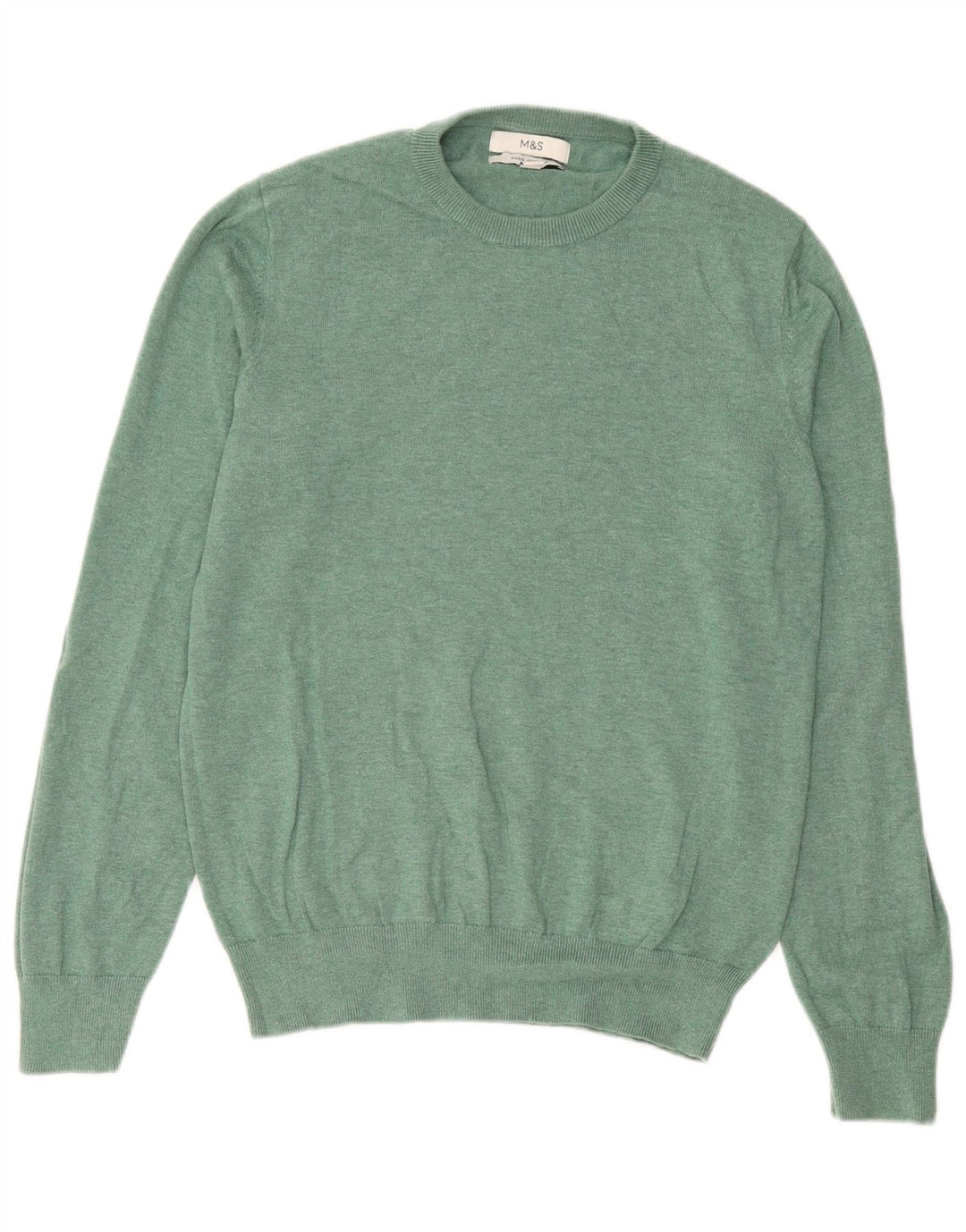 Marks & Spencer Herre sweater med rund hals, mellemgrøn bomuld